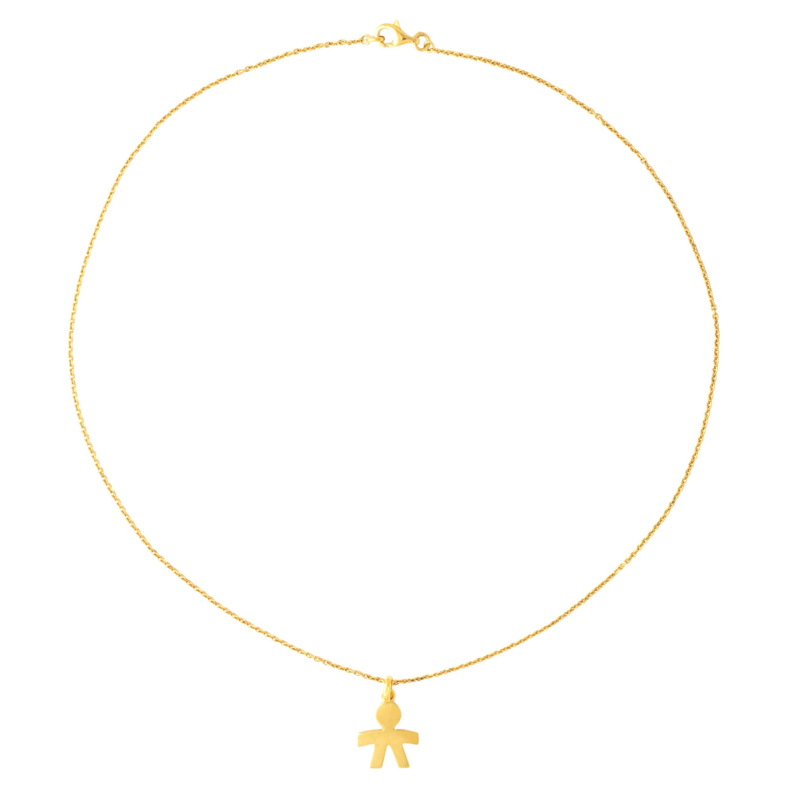 18K Yellow Gold Pendant Chain Necklace For Sale