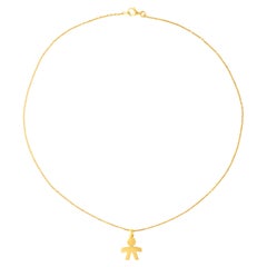 Retro 18K Yellow Gold Pendant Chain Necklace