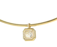 18k Yellow Gold Pendant Choker Necklace With 1.09ct Radiant Cut Natural Diamond