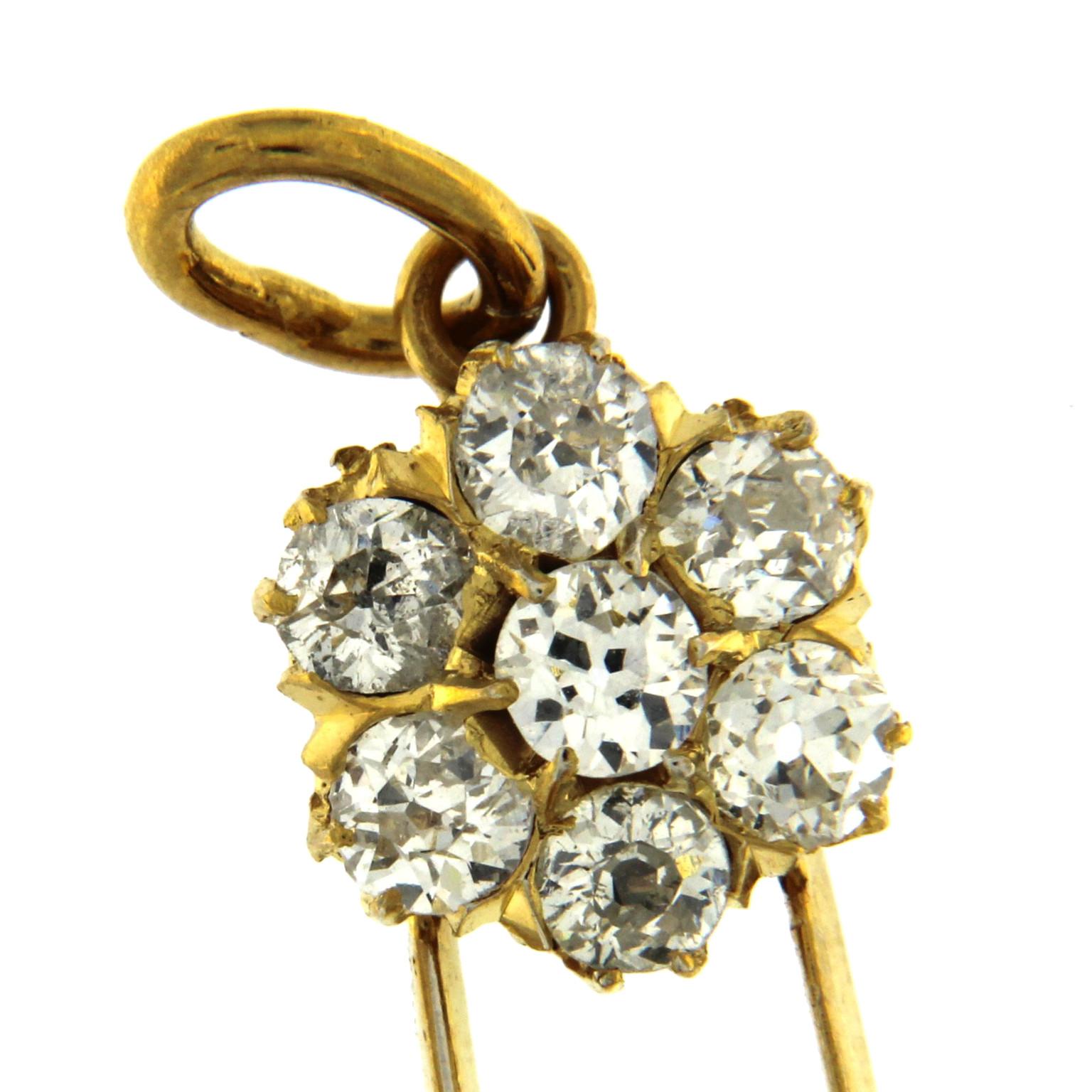 Pendentif en or jaune 18 carats avec diamants et émeraudes Pour femmes en vente