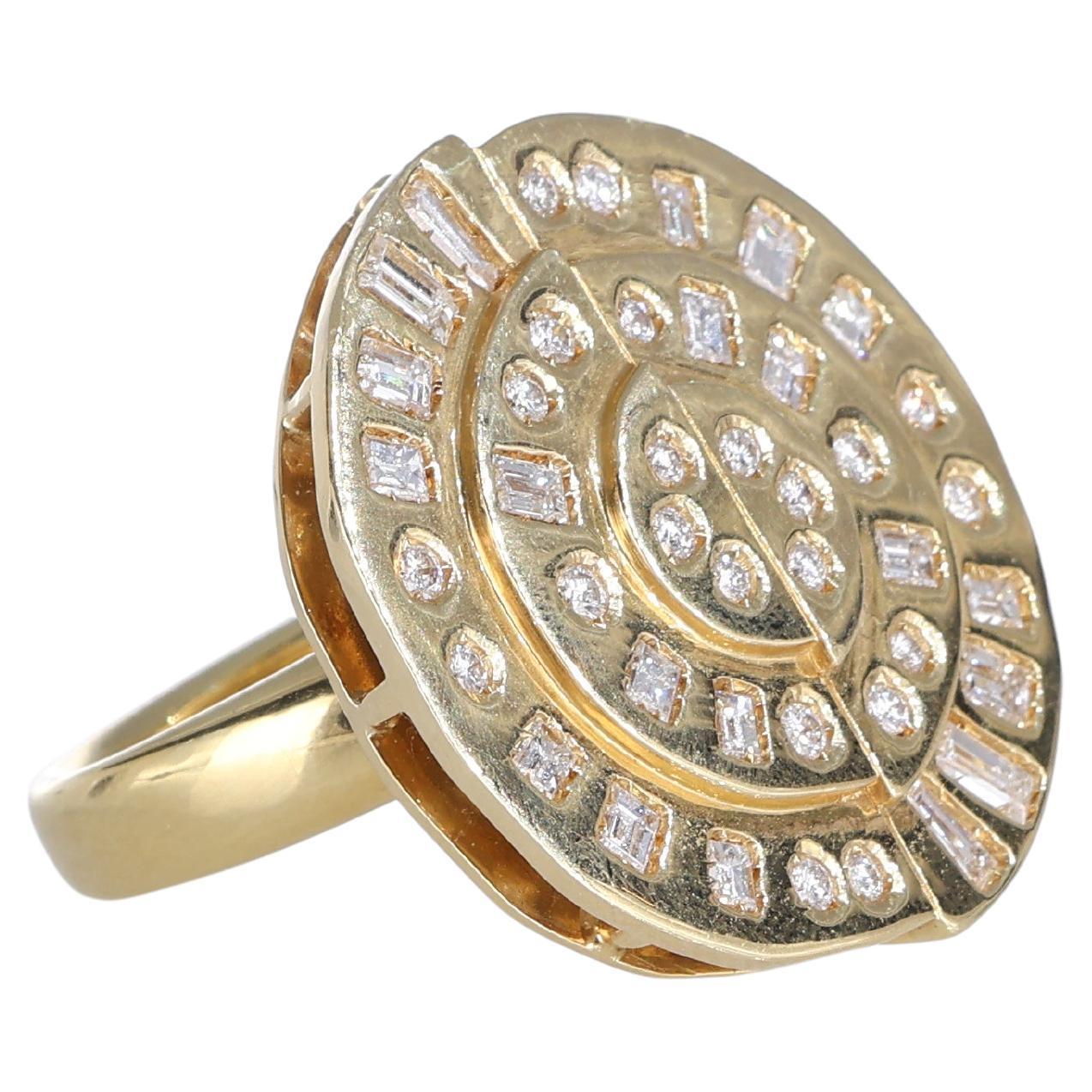Colgante/anillo de oro amarillo de 18 quilates con diamantes talla brillante y baguette