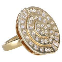 Colgante/anillo de oro amarillo de 18 quilates con diamantes talla brillante y baguette