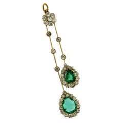 18K Yellow Gold Pendant with Diamonds and Emeralds