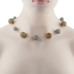 18K Yellow Gold Peridot, Aquamarine, and Citrine Necklace MF18-012326