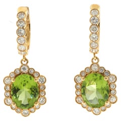18K Yellow Gold Peridot Earring CSE-04993