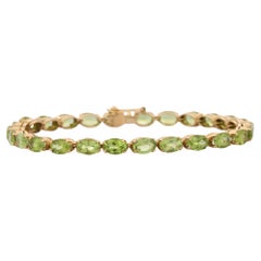 18 Karat massives Gelbgold 18,5 Karat facettiertes natürliches Peridot-Tennisarmband