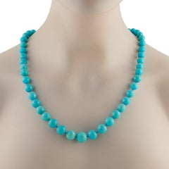 18K Yellow Gold Persian Turquoise Necklace MF33-022026