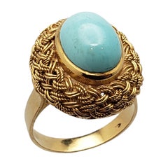 18K Yellow Gold Persian Turquoise Ring