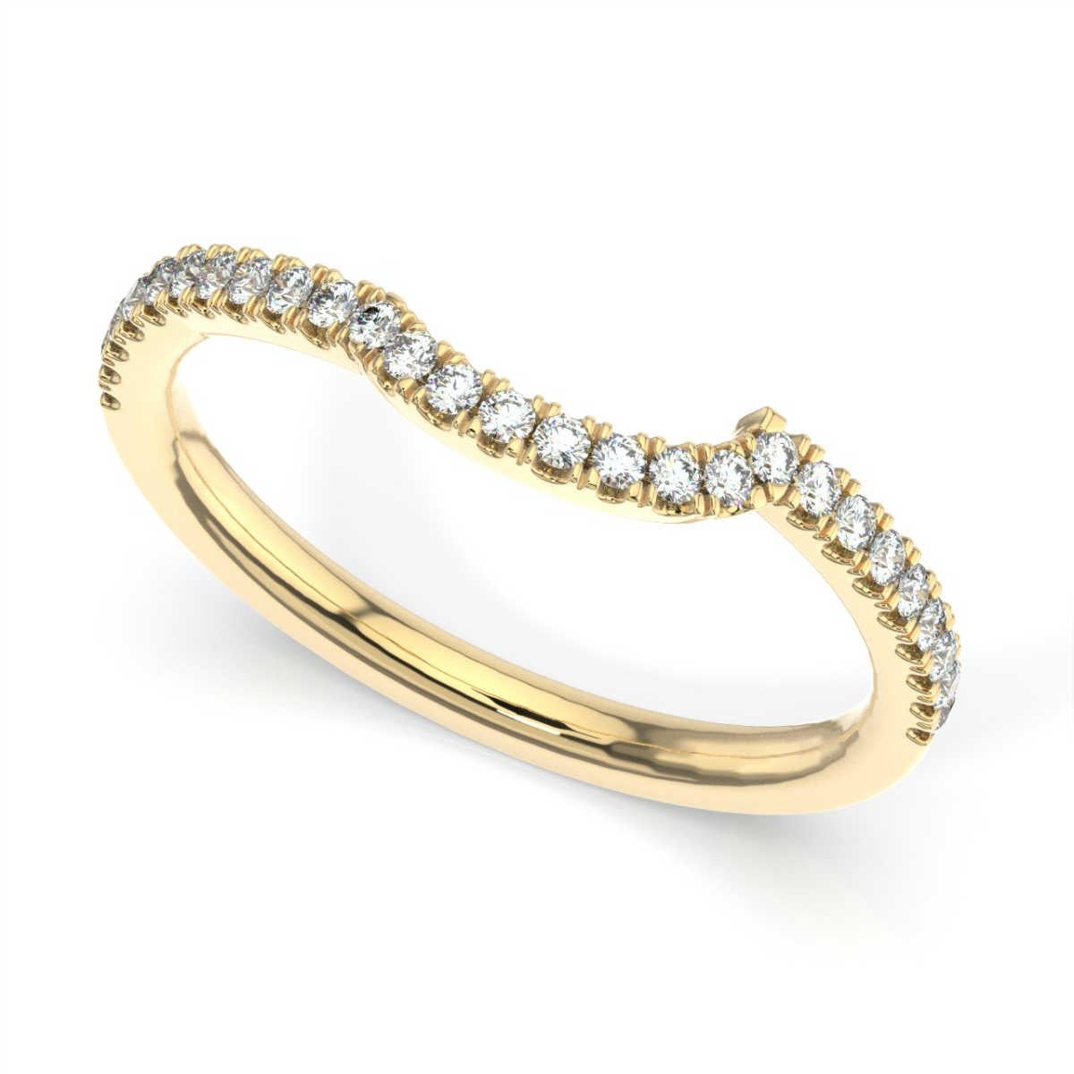 Taille ronde Petite bague Apulia en or jaune 18 carats avec diamants 1/5 carat tw en vente