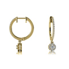 Pendientes de diamantes en forma de halo colgantes de oro amarillo de 18 quilates '1/3 quilate