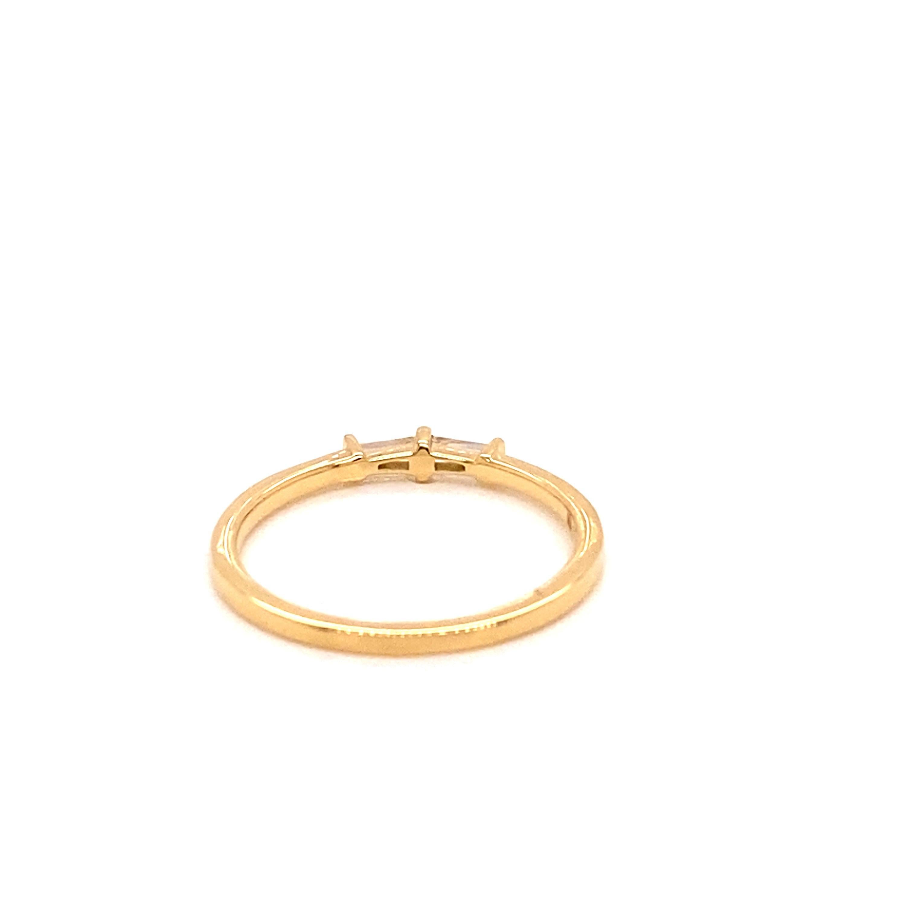 18K Yellow Gold Petite Double Baguette Diamond Stacking Band For Sale 1