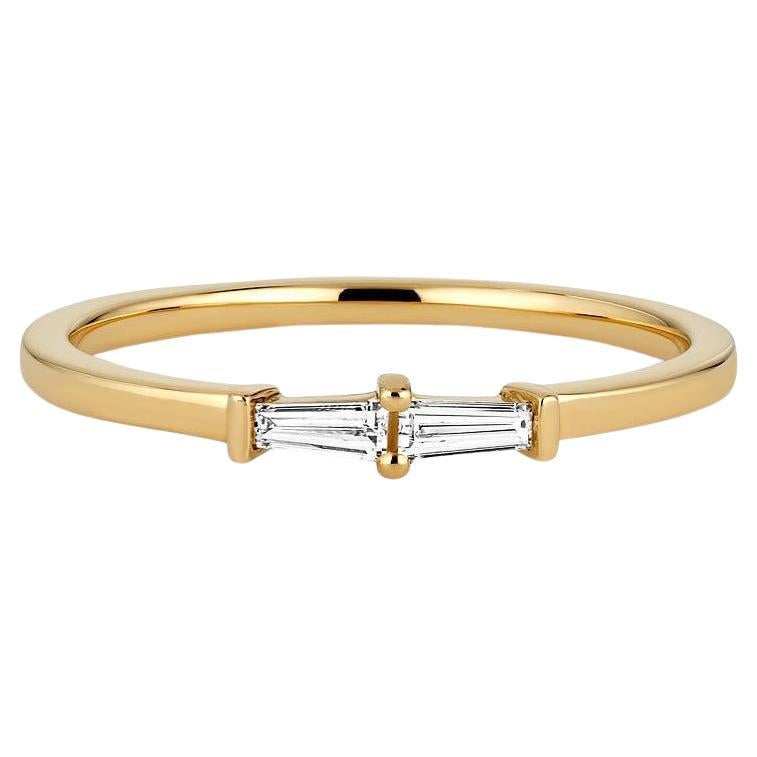 18K Yellow Gold Petite Double Baguette Diamond Stacking Band