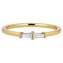 18 Karat Gelbgold Petite Double Baguette-Diamant-Stapelring