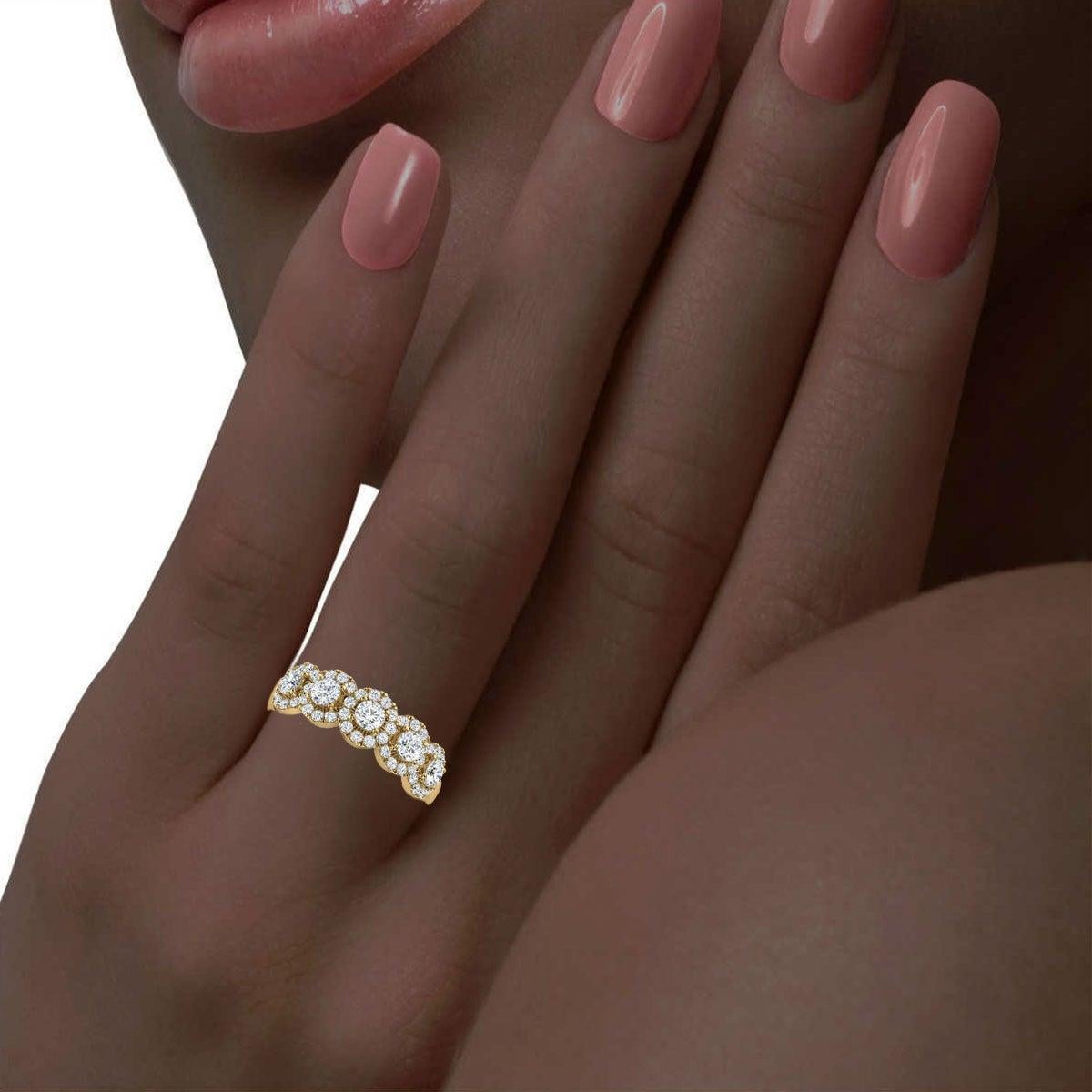 For Sale:  18k Yellow Gold Petite Jenna Halo Diamond Ring '1/2 Ct. Tw' 4