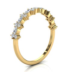 18K Yellow Gold Petite Marquise & Round Organic Design Diamond Ring '2/5 Ct. Tw'