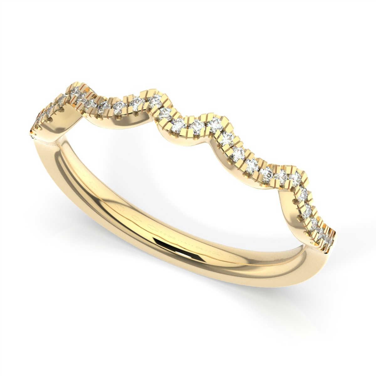 Taille ronde Petite bague Milano en or jaune 18 carats avec diamants de 1/6 carat en vente