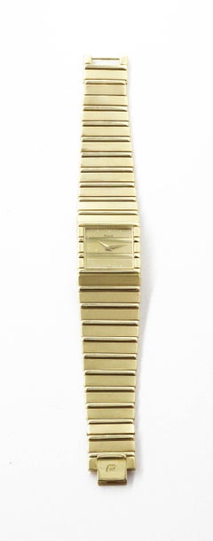 18 Karat Gold Piaget Quartz Dress Watch Gold Polo Bracelet Slim Appearance