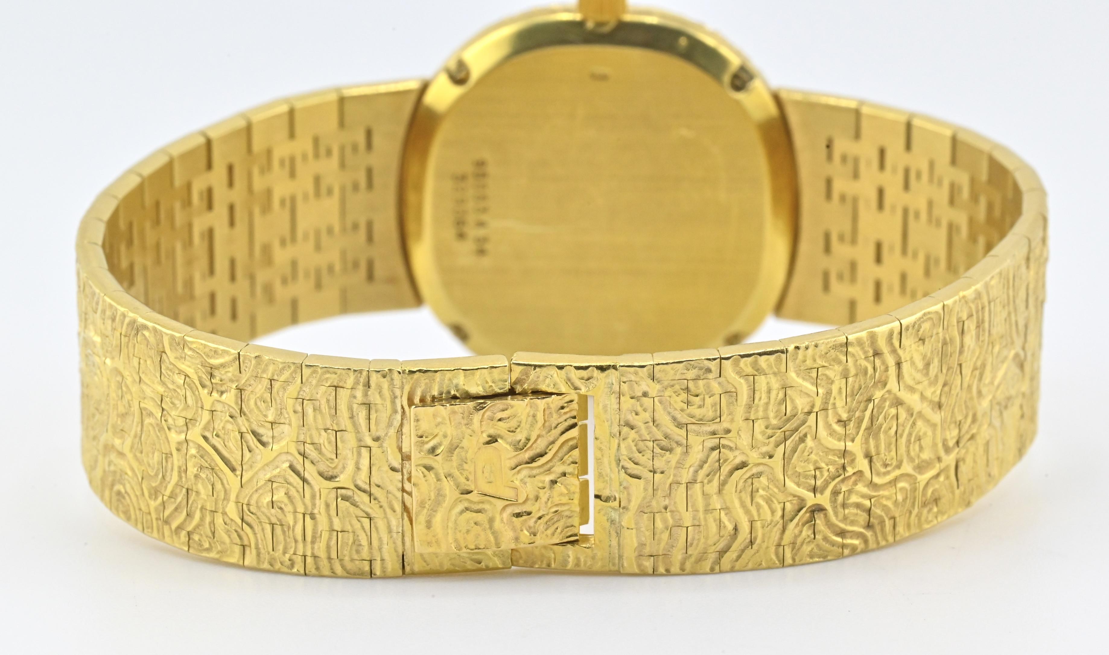 18K Yellow Gold Piaget Watch Diamond Bezel 73.14 Grams 18.1 CM Diamond Dial For Sale 5