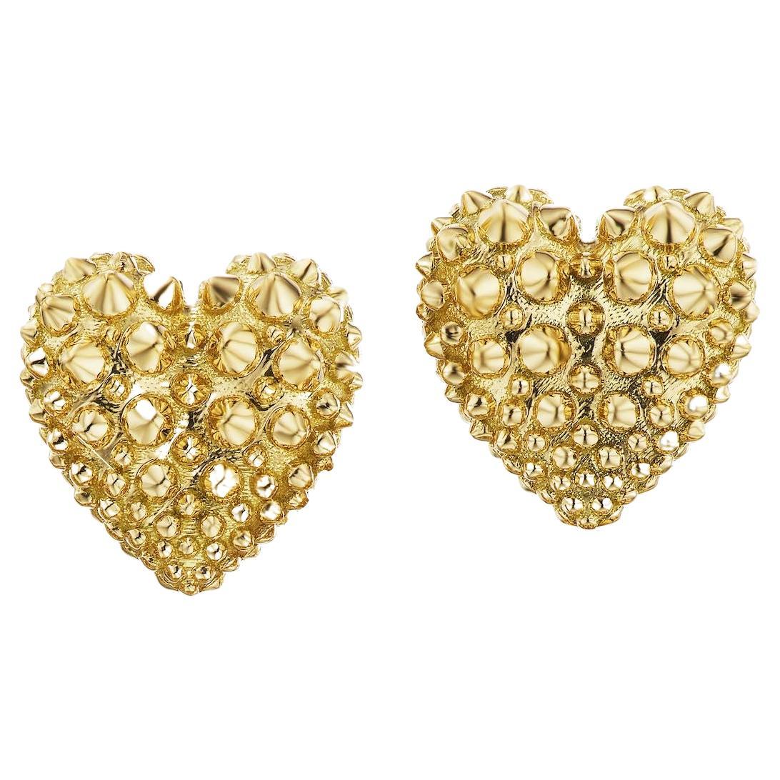 18k Yellow Gold 'Pierce Your Heart' Studs For Sale
