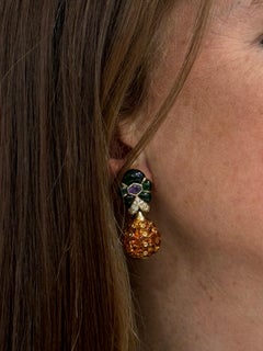 18K Yellow Gold Pineapple Clip-On Earrings