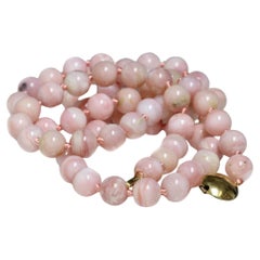 Collier d'opéra fantaisie en or jaune 18 carats avec perles d'opales rondes roses de 37 pouces
