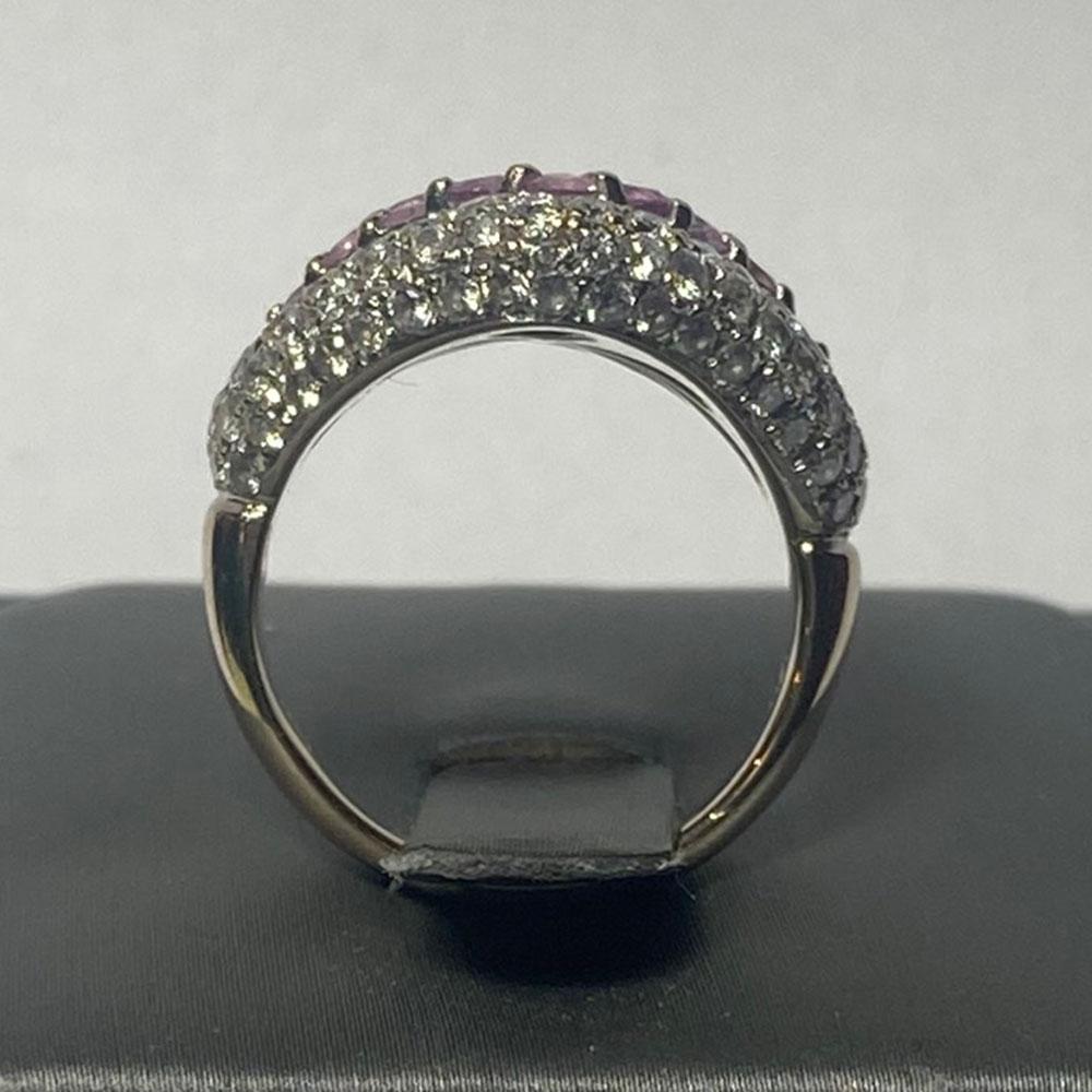 Bague de cocktail en or jaune 18K saphir rose et diamant 12,5g Unisexe en vente