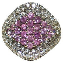 Bague de cocktail en or jaune 18K saphir rose et diamant 12,5g