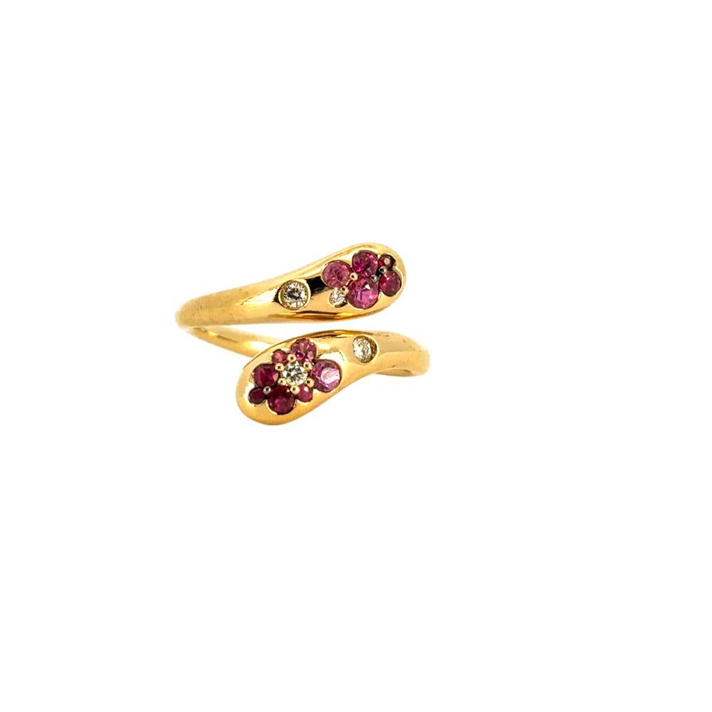 Bague serpent en or jaune 18 carats, saphir rose, rubis et diamant en vente 5