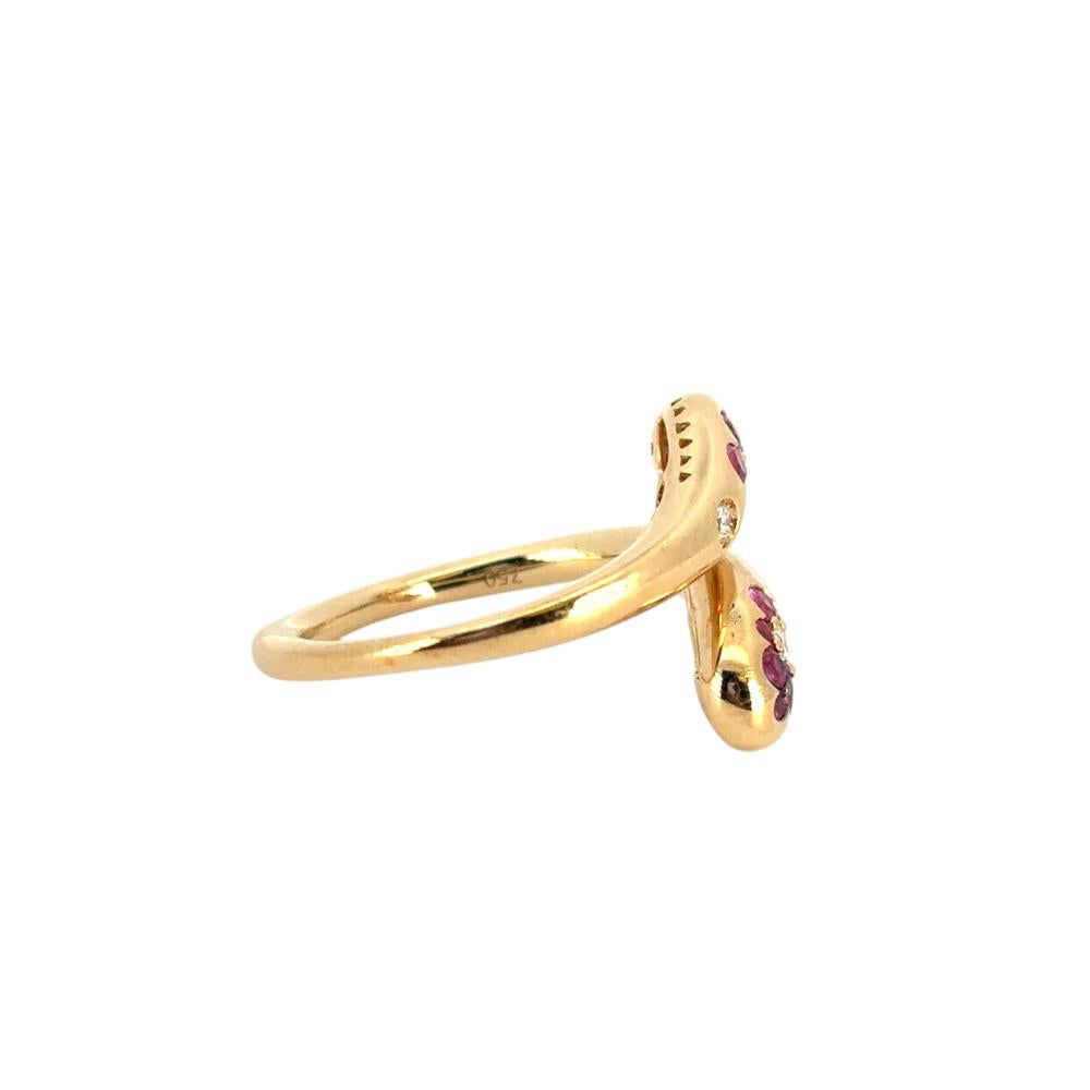 Bague serpent en or jaune 18 carats, saphir rose, rubis et diamant Pour femmes en vente