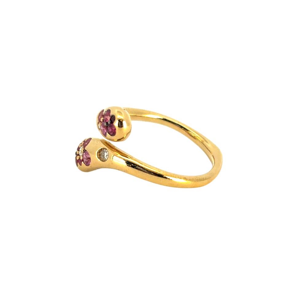 Bague serpent en or jaune 18 carats, saphir rose, rubis et diamant en vente 3