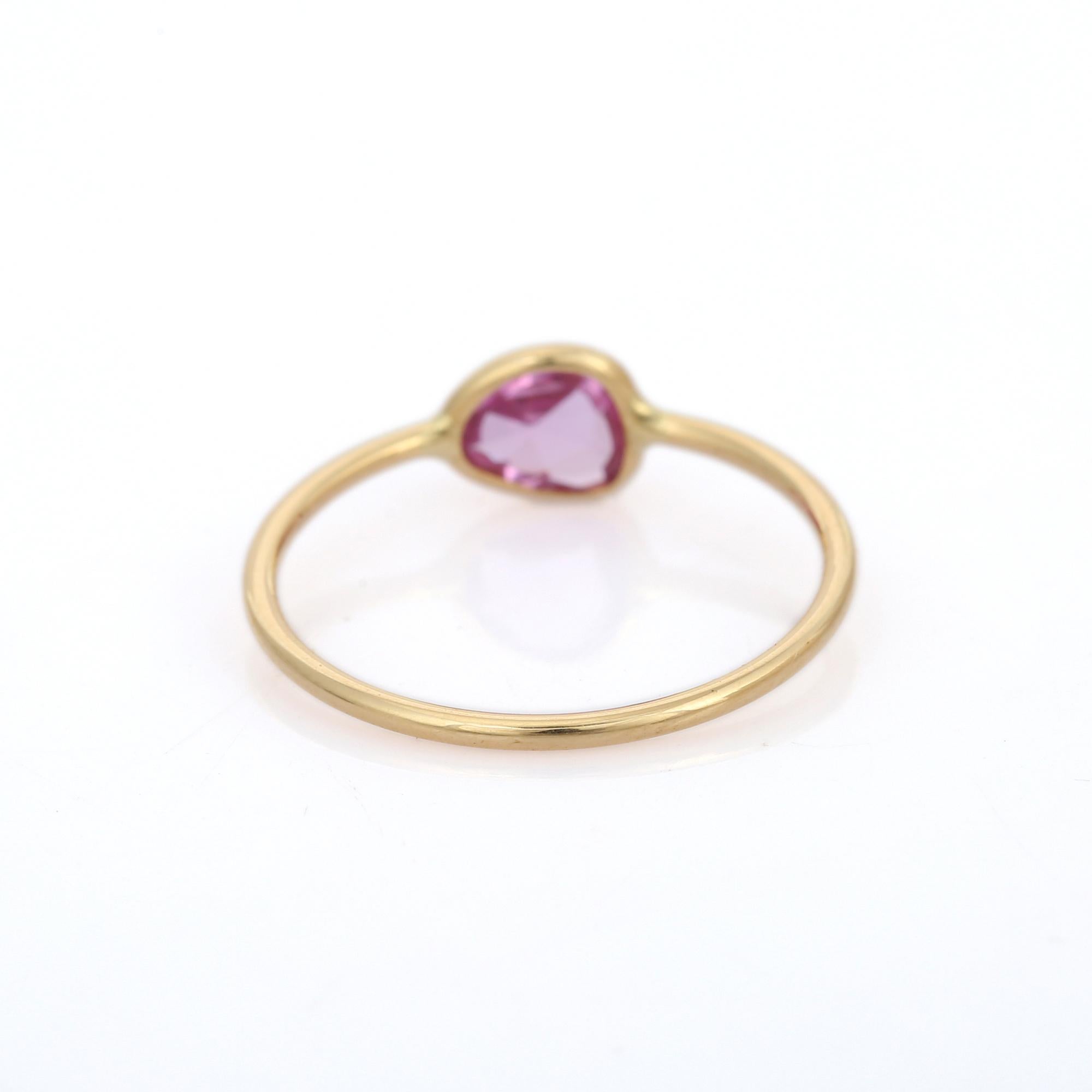 For Sale:  18k Yellow Gold Pink Sapphire Solitaire Ring  3