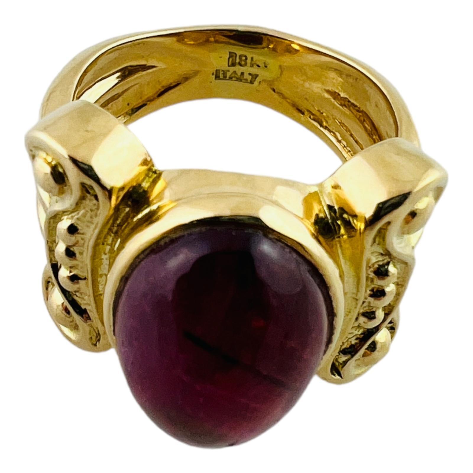 Vintage 18K Yellow Gold Pink Tourmaline Cabochon Statement Ring Size 5.5

This gorgeous statement piece is meticulously crafted from 18K yellow gold features a stunning oval cabochon pink tourmaline stone in the center for a beautiful