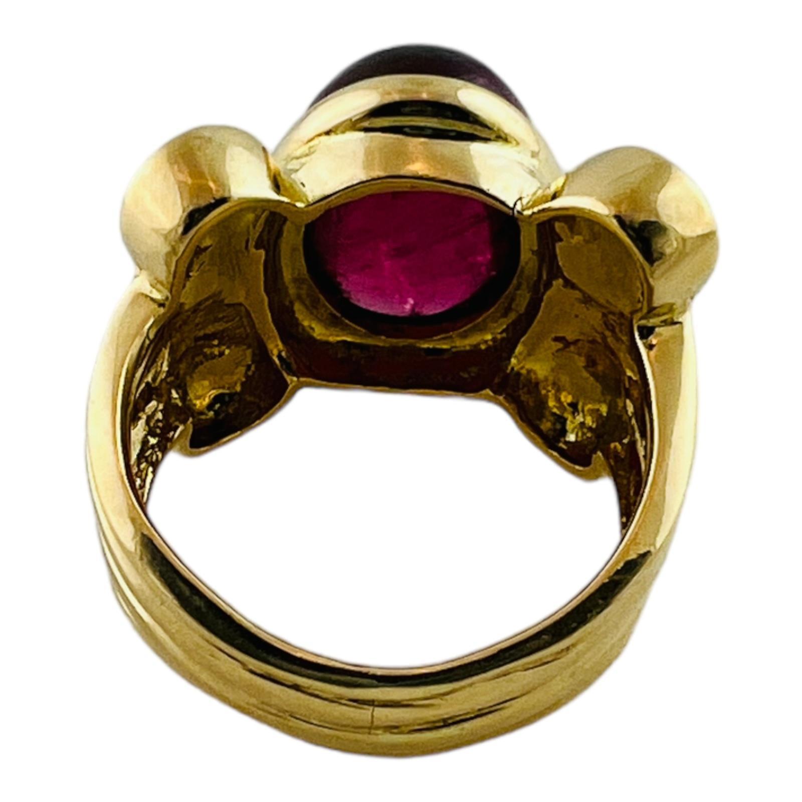 Women's 18K Yellow Gold Pink Tourmaline Cabochon Statement Ring Size 5.5 #16484 For Sale