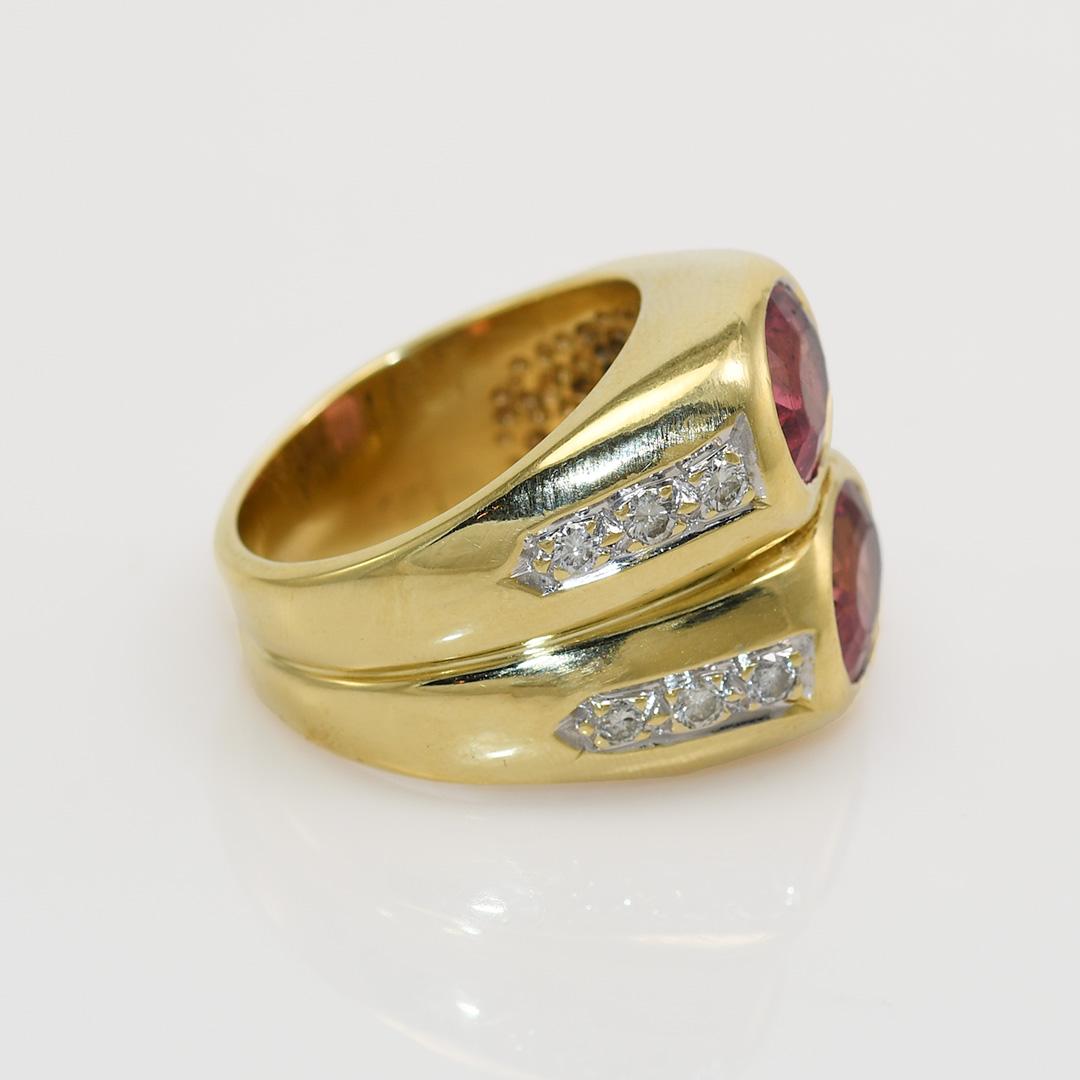 18K Yellow Gold Pink Tourmaline & Diamond Ring, 27.9g In Excellent Condition For Sale In Laguna Beach, CA