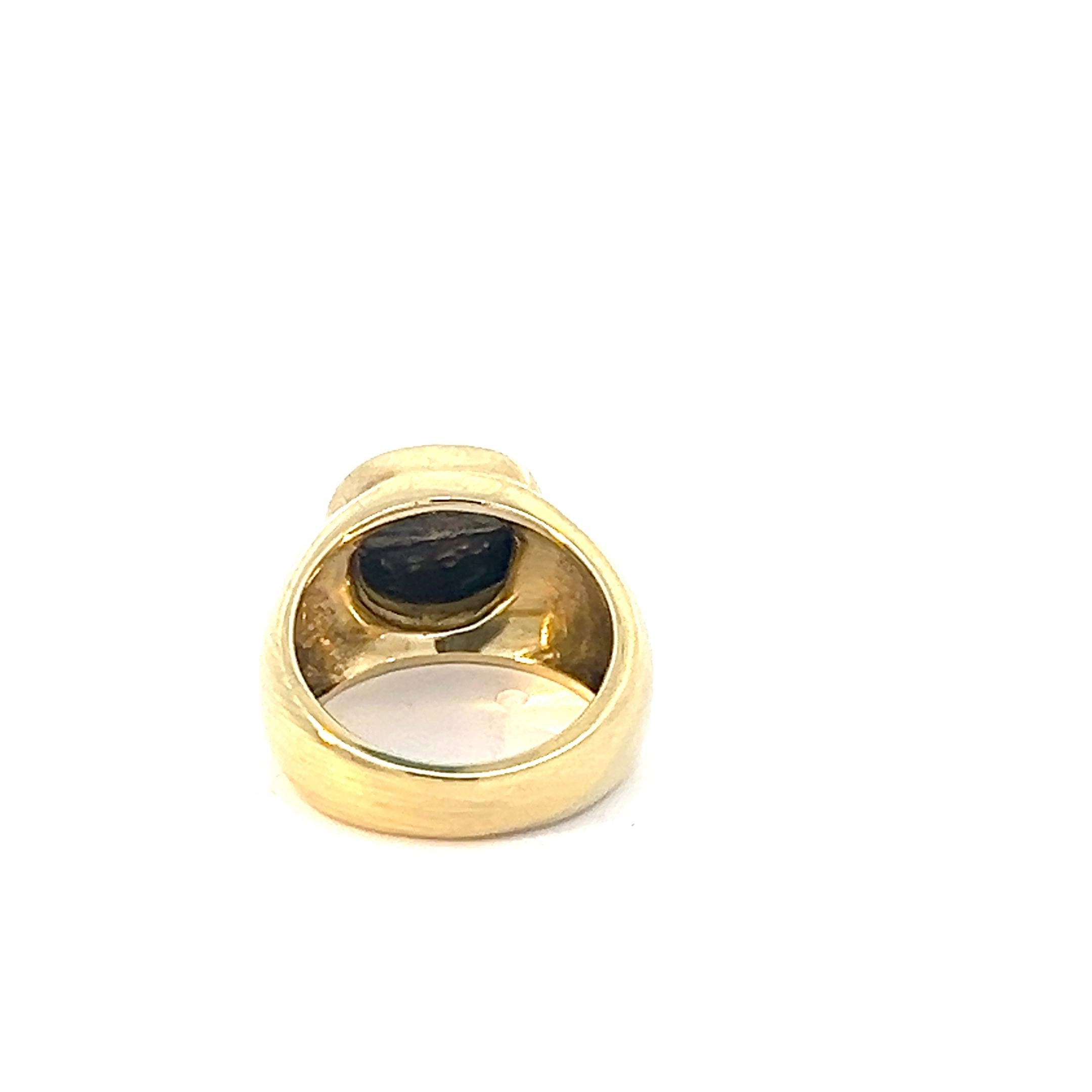 Women's or Men's 18k Yellow Gold Pinky Sterling Silver Coin Ring  For Sale
