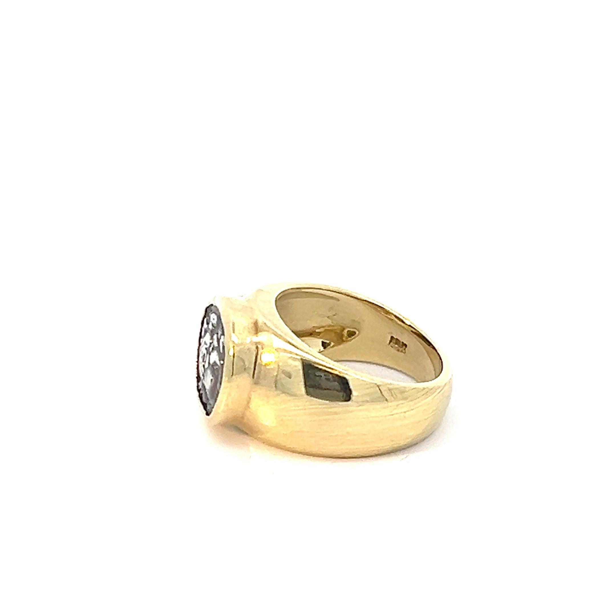 18k Yellow Gold Pinky Sterling Silver Coin Ring  For Sale 1