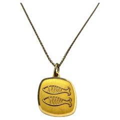 18k Yellow Gold Pisces Pendant with 14k Chain