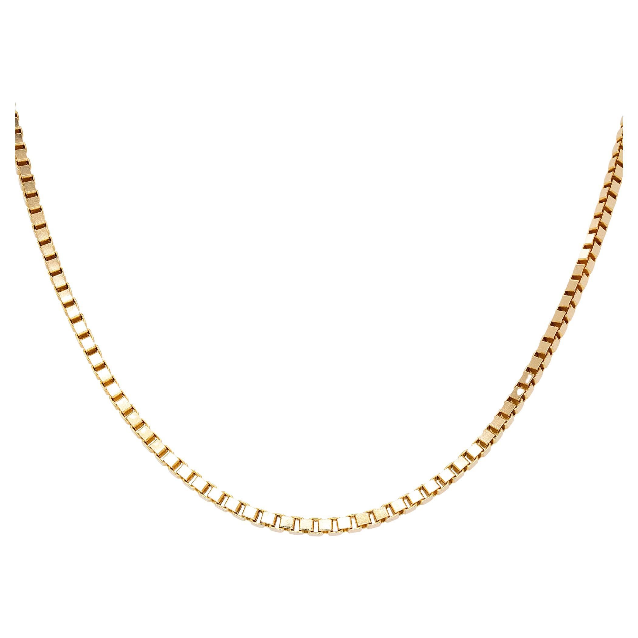 18K Yellow Gold Mini Venetian Link Chain Necklace – 0.5mm, 17.71 Inches, Made In Italy