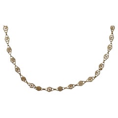 18 Karat Gelbgold Plakette Halskette 17" #16668