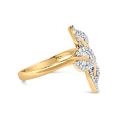 18K Yellow Gold Plated .925 Sterling Silver 1/2 Carat Diamond Triple Leaf Ring