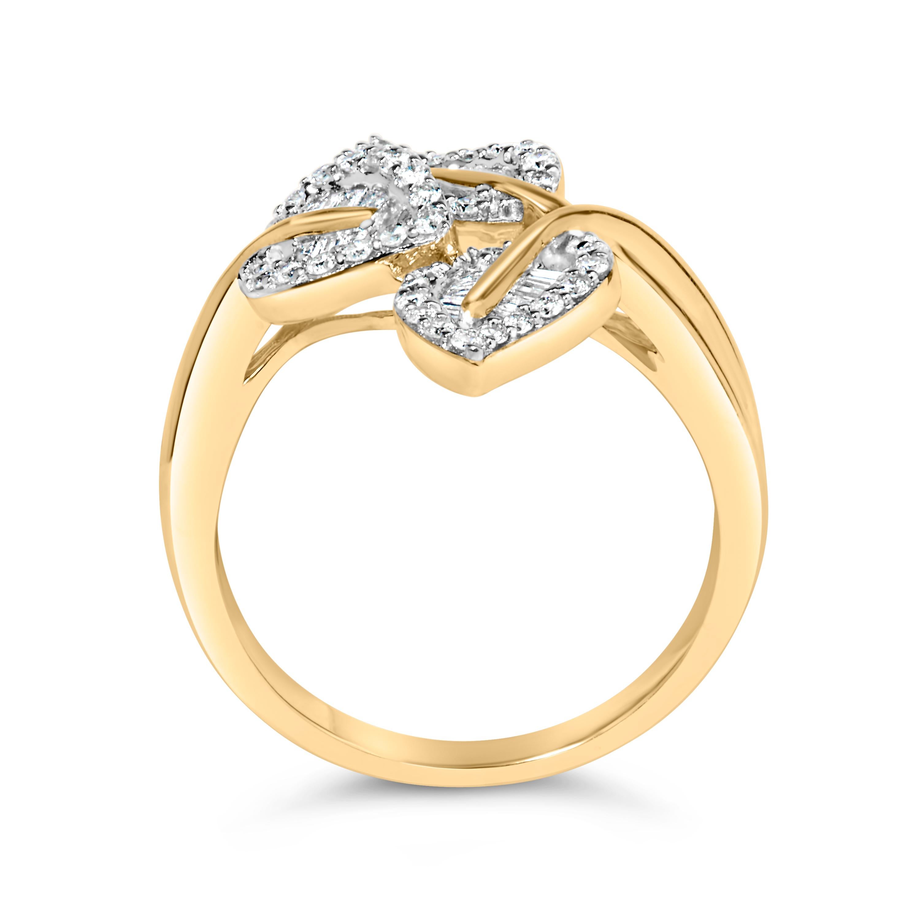For Sale:  18K Yellow Gold Plated .925 Sterling Silver 1/2 Carat Diamond Triple Leaf Ring 5