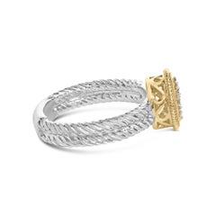 18K Yellow Gold Plated .925 Sterling Silver Diamond Cross Ring with Satin Finish