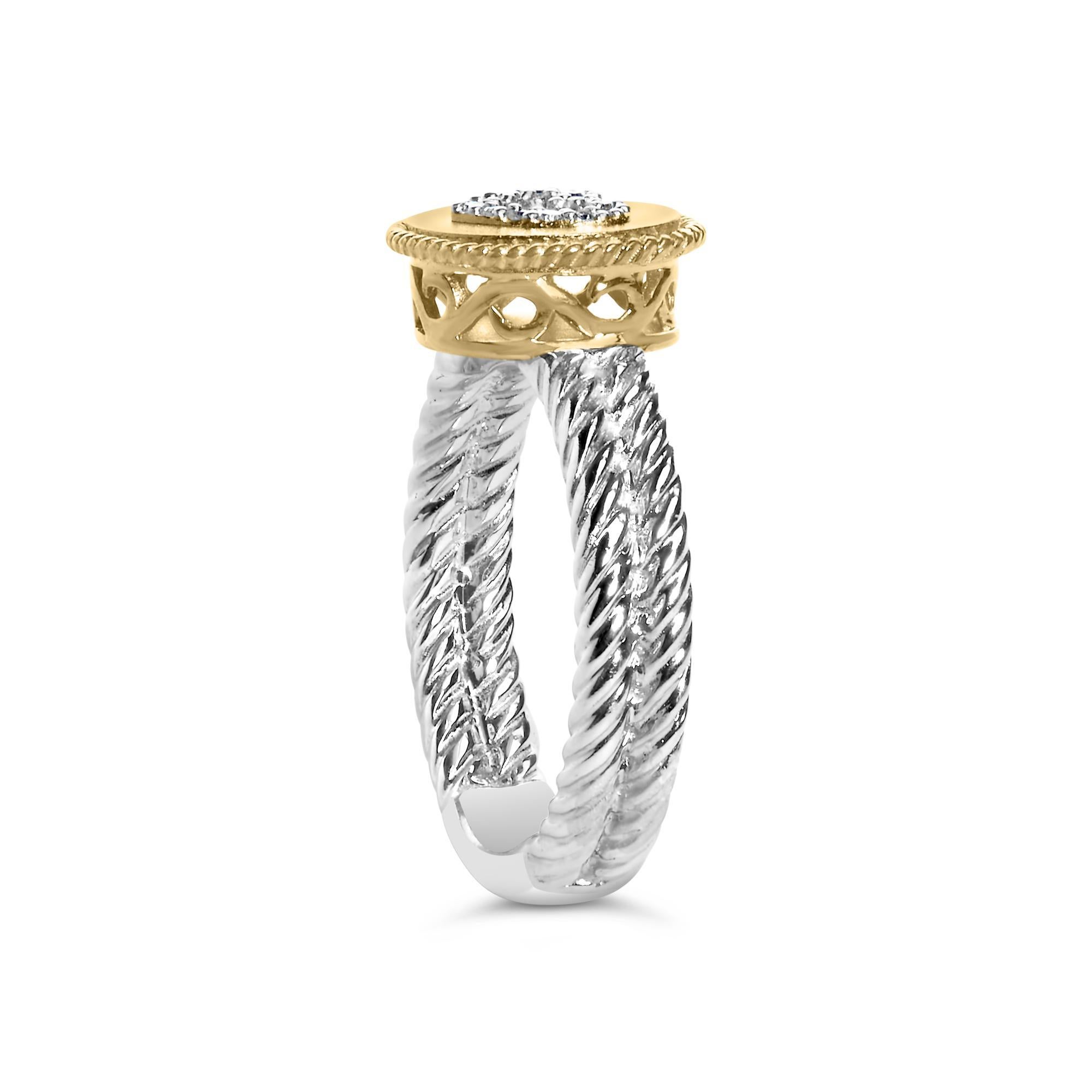 Anillo Corazón de Diamante de Plata de Ley .925 Chapado en Oro Amarillo de 18 K con Acabado Satinado Corte redondo en venta