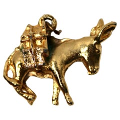 18k Gelbgold plattiert Esel Charm Anhänger