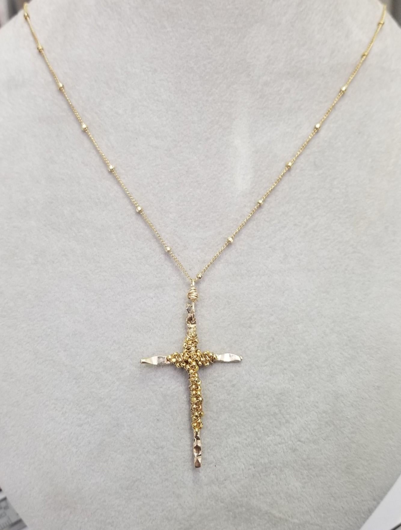 18k Yellow Gold Plated on Silver Wire Cross Pendant by Vannesa Tasani 1