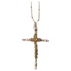 18k Yellow Gold Plated on Silver Wire Cross Pendant by Vannesa Tasani