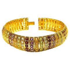 18k Yellow Gold Plated Sterling Multi-Color Gemstone Bracelet w Appraisal