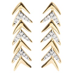 18K Gelbvergoldetes Sterling Silber 1/5ct Diamant Chevron Arrow Ohrstecker