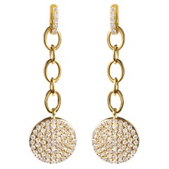 18K Yellow Gold Plated Sterling Silver 1.0 Carat Diamond Dangle Chain Earrings