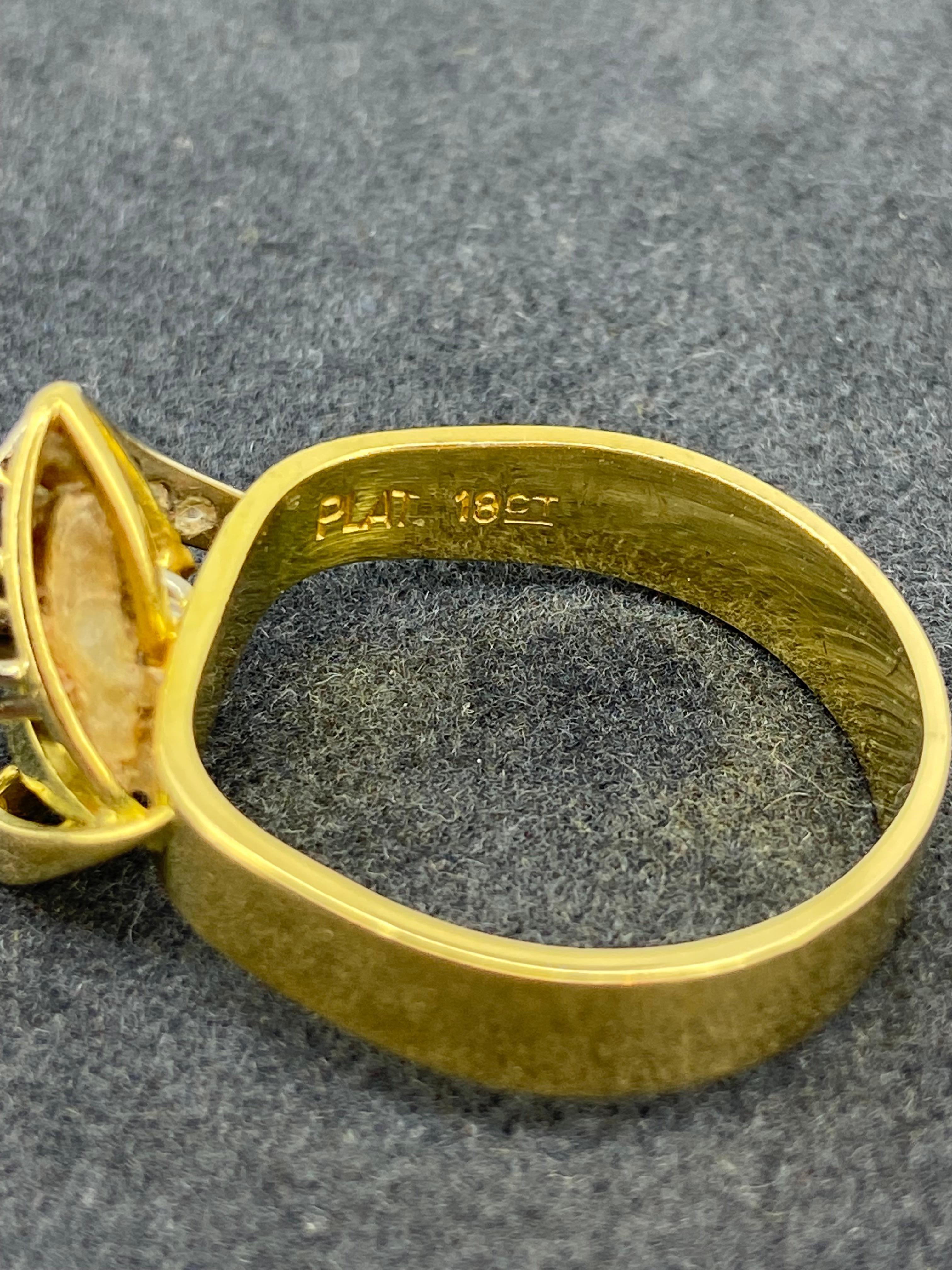18K Yellow Gold & Platinum 0.40ct Diamond Cluster Retro Ring, c1960's For Sale 3